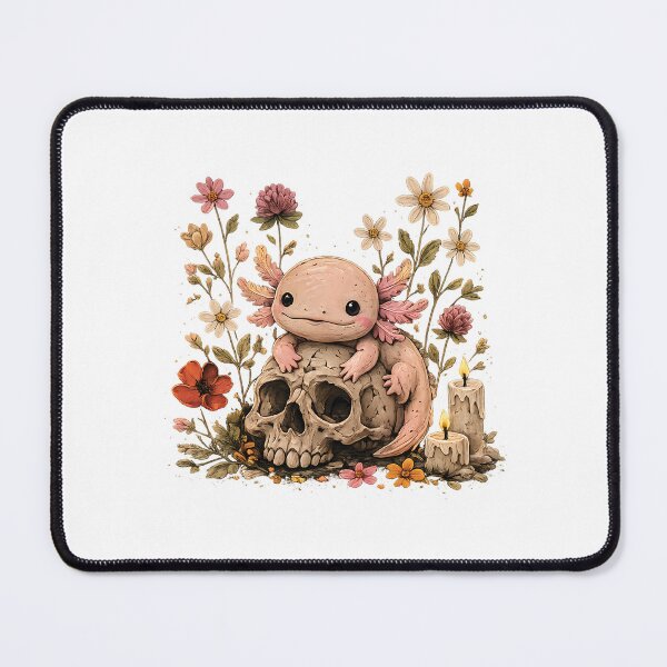 Item preview, Cute Axolotl on Skull Floral Cottagecore Gothic Halloween Design designed and sold by MAPDDesigns.