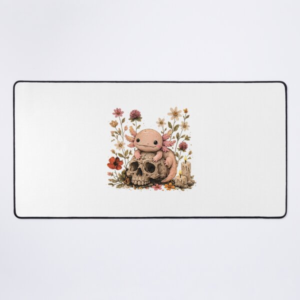 Item preview, Cute Axolotl on Skull Floral Cottagecore Gothic Halloween Design designed and sold by MAPDDesigns.