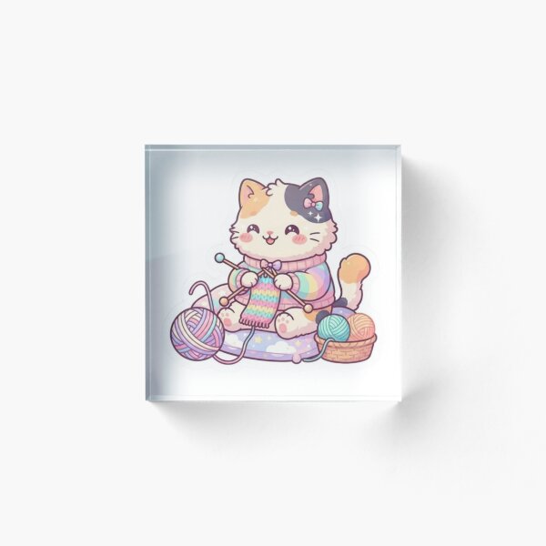 Item preview, Cute Knitting Cat - Hobbies Collection Kawaii Craft Cat designed and sold by PrintforDesign.