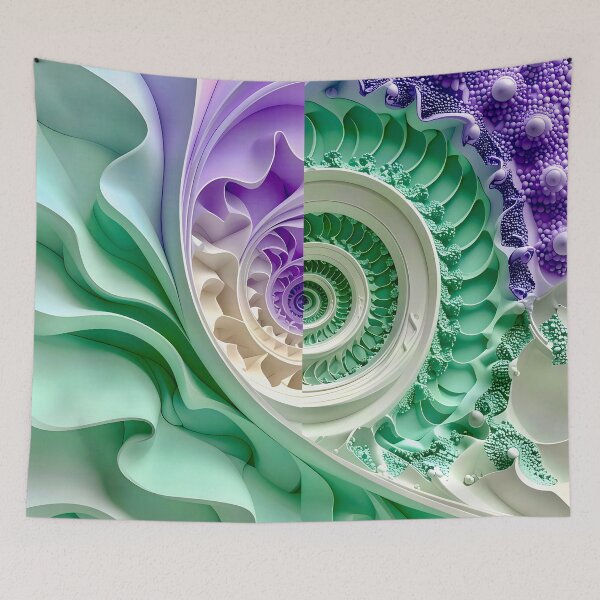 Item preview,  Mint Green and Violet Geometric Spiral designed and sold by Vicky Brago-Mitchell®.