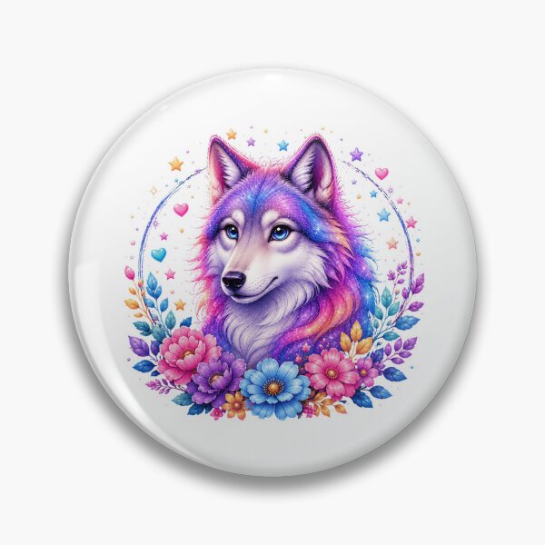 Item preview, Mystical Rainbow Wolf with Flowers designed and sold by MySthore.