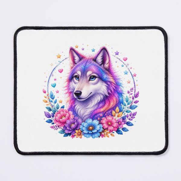 Item preview, Mystical Rainbow Wolf with Flowers designed and sold by MySthore.