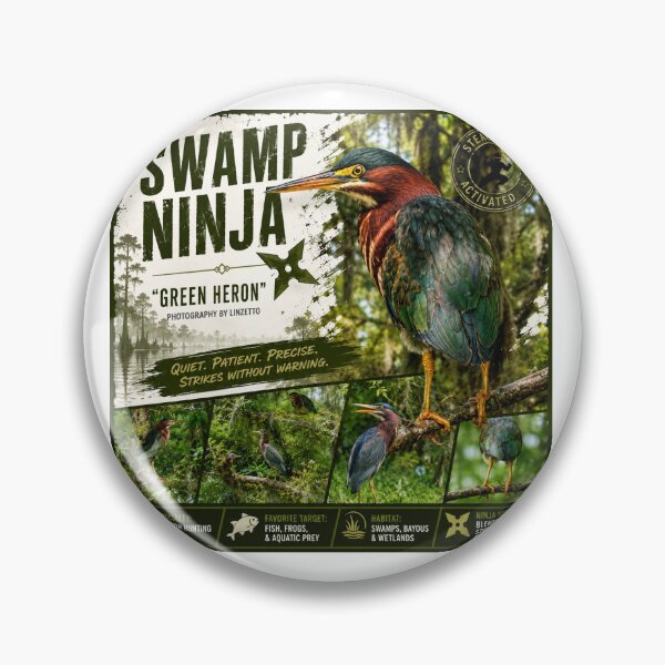 Item preview, Swamp Ninja Stealth Green Heron Art designed and sold by Wait, Watch and Wander Shop.