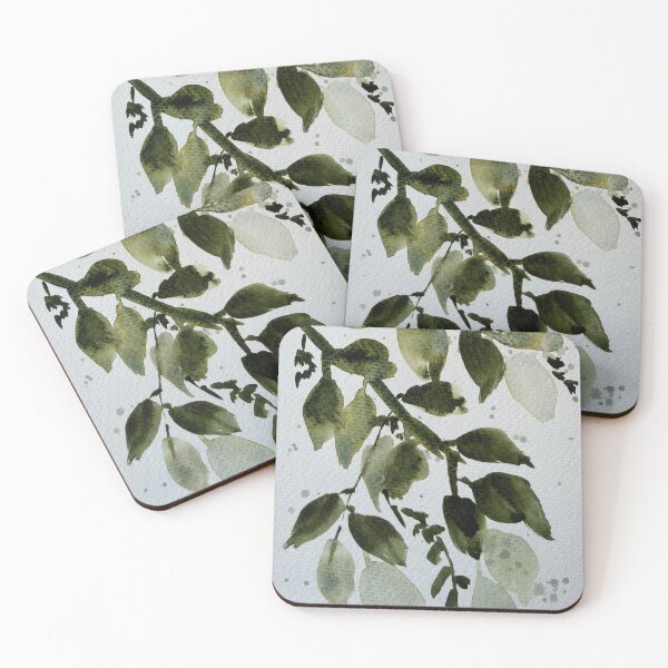 Item preview, Branch of Leaves in Watercolor Greens designed and sold by LakeArtWorks.