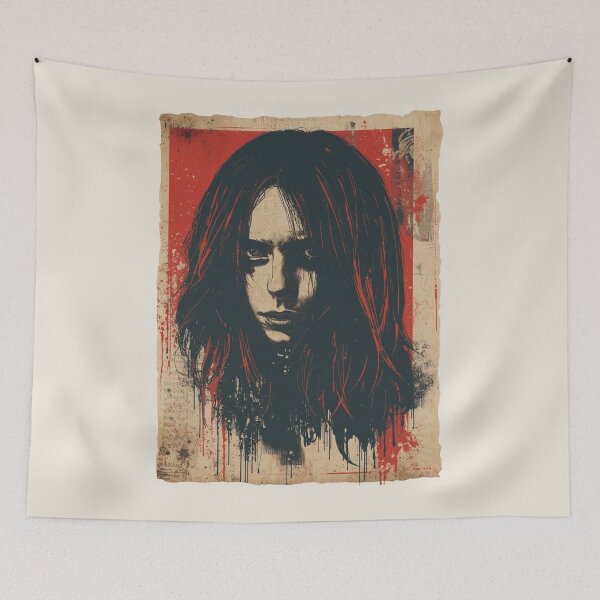 Item preview, Goth Girl Red Paint Splatter Vintage Zine Art designed and sold by ERODED SELF.