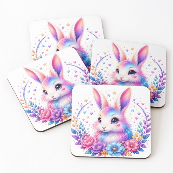 Item preview, Cute Rainbow Bunny with Colorful Flowers designed and sold by MySthore.