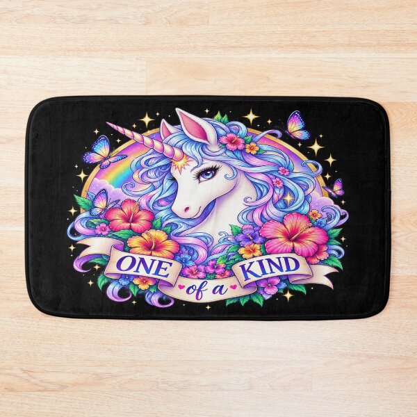Item preview, One of a Kind – Magical Unicorn and Colorful Flowers designed and sold by TroviTutto.