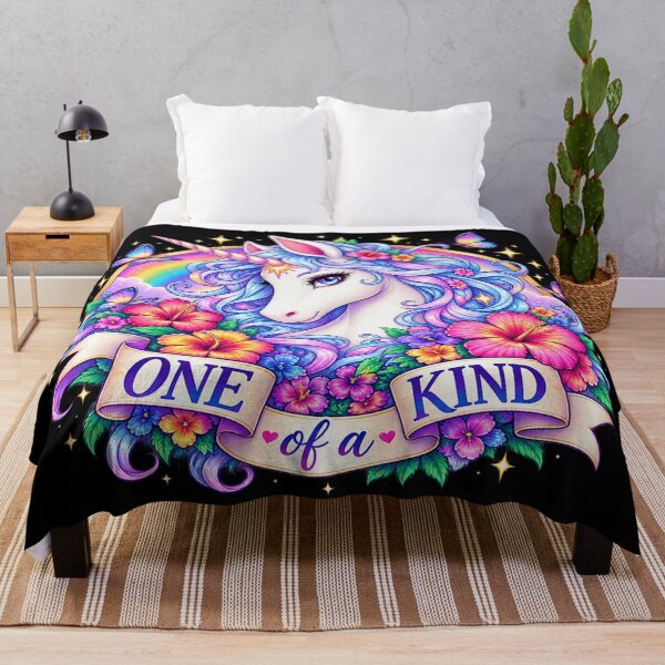 Item preview, One of a Kind – Magical Unicorn and Colorful Flowers designed and sold by TroviTutto.