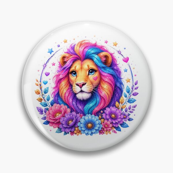 Item preview, Majestic Rainbow Lion with Magical Flowers and Stars designed and sold by MySthore.