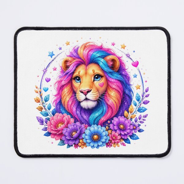 Item preview, Majestic Rainbow Lion with Magical Flowers and Stars designed and sold by MySthore.