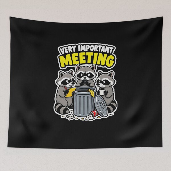 Item preview, Funny Very Important Meeting Raccoon Trash Can Humor Art designed and sold by elderberry.