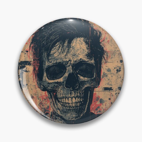 Item preview, Punk Rock Skull Messy Hair Vintage Zine Art designed and sold by ERODED SELF.