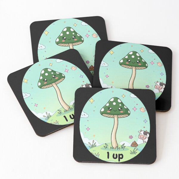 Item preview, Cute Kawaii 1 Up Green Mushroom - Funny Gamer Cottagecore Art designed and sold by JeanChiale.
