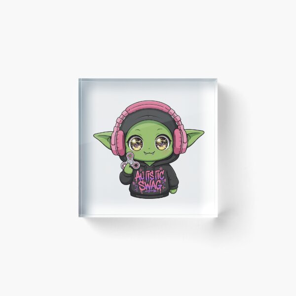 Item preview, Autistic Swag Cute Goblin - Kawaii Neurodivergent Pride with Headphones designed and sold by Neurospicy Trolls.