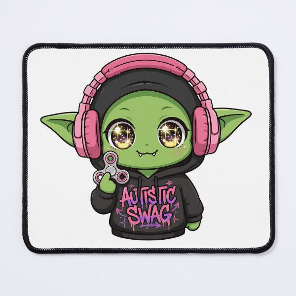 Item preview, Autistic Swag Cute Goblin - Kawaii Neurodivergent Pride with Headphones designed and sold by Neurospicy Trolls.