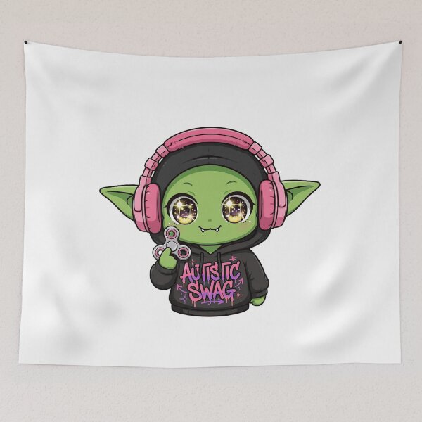 Item preview, Autistic Swag Cute Goblin - Kawaii Neurodivergent Pride with Headphones designed and sold by Neurospicy Trolls.