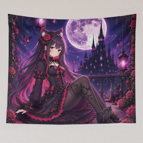 Item preview, Gothic Anime Neko Girl – Castle of the Pink Moon designed and sold by Revyra Design .