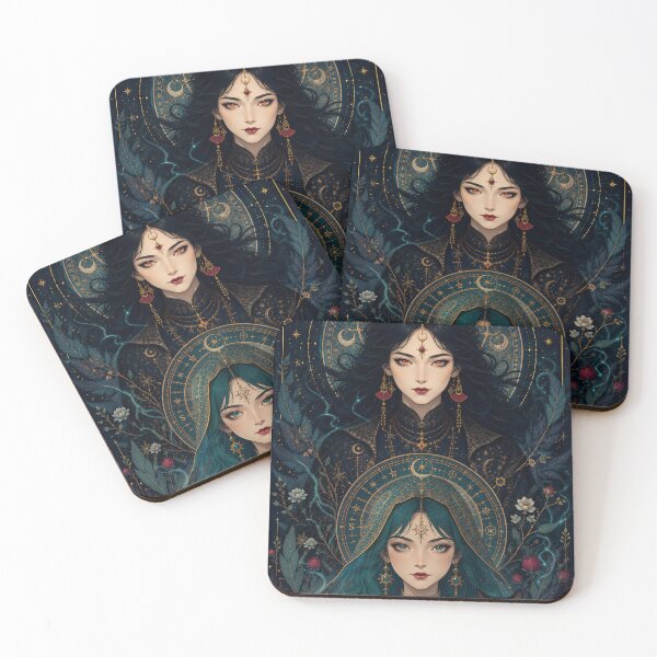 Item preview, Celestial Priestess Sisters – Gothic Art Nouveau Witch Fantasy designed and sold by FriskyLemur.