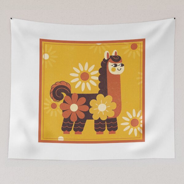 Item preview, Cute Retro Flower Llama Cute Vintage Alpaca Floral Art for Kids designed and sold by asliberry.