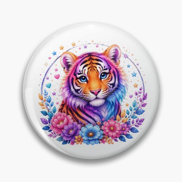 Item preview, Colorful Rainbow Tiger with Flowers designed and sold by MySthore.