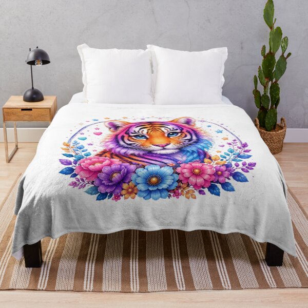 Item preview, Colorful Rainbow Tiger with Flowers designed and sold by MySthore.
