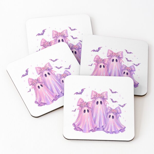 Item preview, Pink Holographic Coquette Ghosts - Cute Pastel Halloween Trio designed and sold by Neurospicy Trolls.