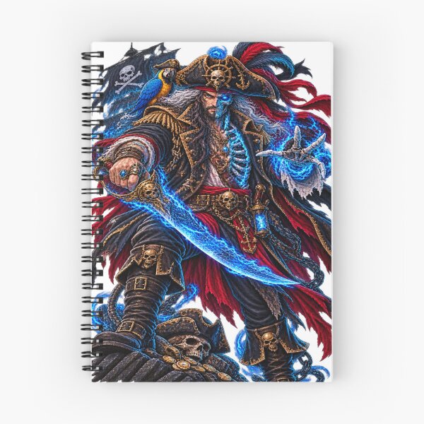 Item preview, Ghost Pirate Captain with Parrot - Blue Fire Skeleton Streetwear designed and sold by StaticEmpire.