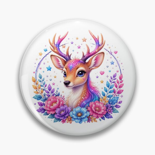 Item preview, Enchanted Rainbow Deer with Floral Wreath and Stars designed and sold by MySthore.