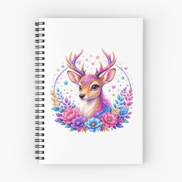 Item preview, Enchanted Rainbow Deer with Floral Wreath and Stars designed and sold by MySthore.