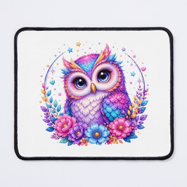 Item preview, Cute Magical Rainbow Owl with Flowers designed and sold by MySthore.