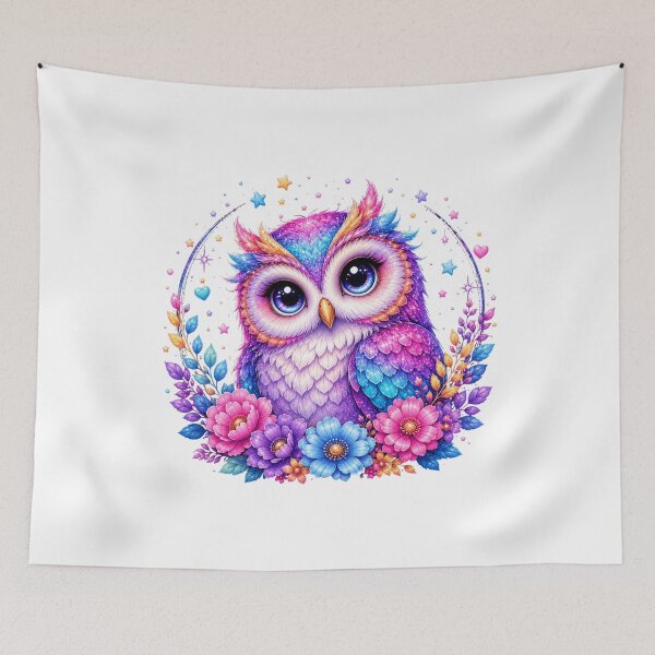 Item preview, Cute Magical Rainbow Owl with Flowers designed and sold by MySthore.