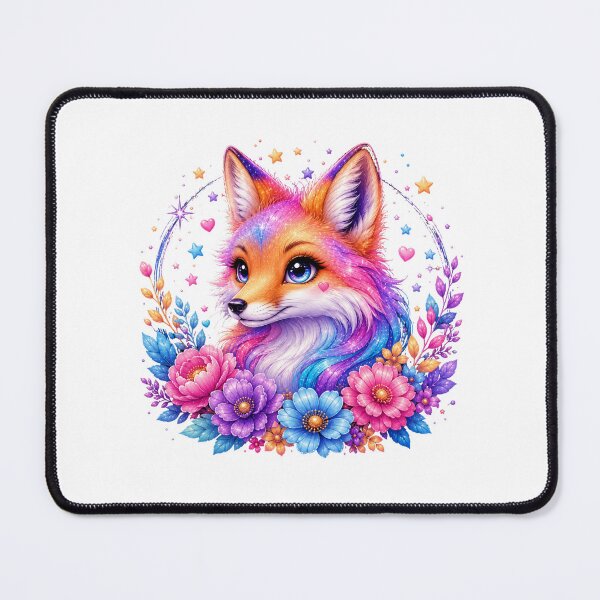 Item preview, Magical Rainbow Fox with Colorful Flowers and Stars designed and sold by MySthore.