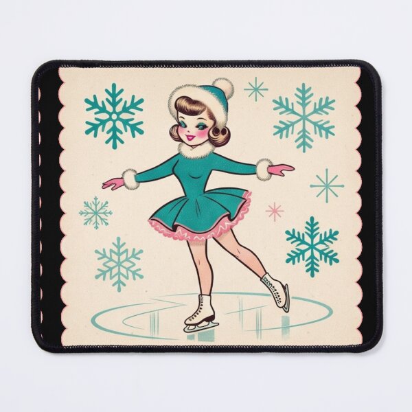 Item preview, Retro Winter Ice Skating Girl – Vintage Holiday Art designed and sold by BackTWO.