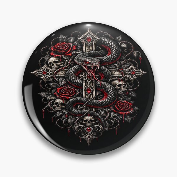 Item preview, Gothic Serpent Cross Blackwork designed and sold by TheInkRaven.