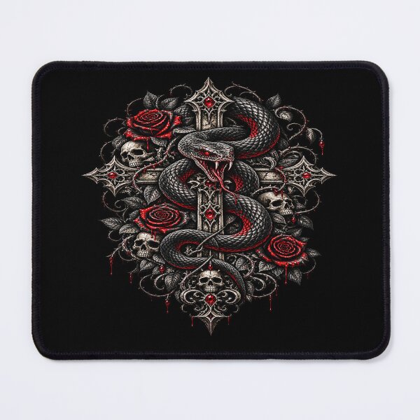 Item preview, Gothic Serpent Cross Blackwork designed and sold by TheInkRaven.