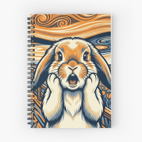 Item preview, Surprised Bunny in Tulip Field – Whimsical Van Gogh Style Illustration designed and sold by Dogandesighn.
