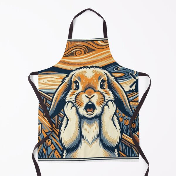 Item preview, Surprised Bunny in Tulip Field – Whimsical Van Gogh Style Illustration designed and sold by Dogandesighn.