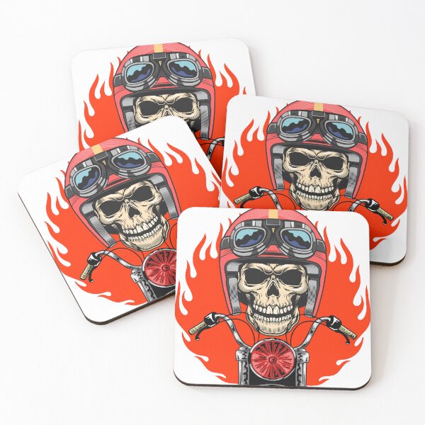 Item preview, Born to Ride Flaming Biker Skull with Helmet designed and sold by V8Green.