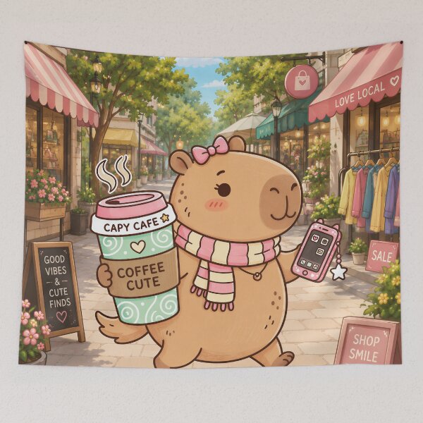 Item preview, Capybara out shopping enjoying her day designed and sold by LoveLife-11.