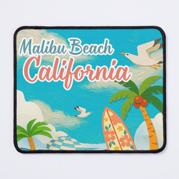 Item preview, Malibu Beach California Retro Papercraft Beach Art | Vacation Souvenir designed and sold by DonnaRaine.