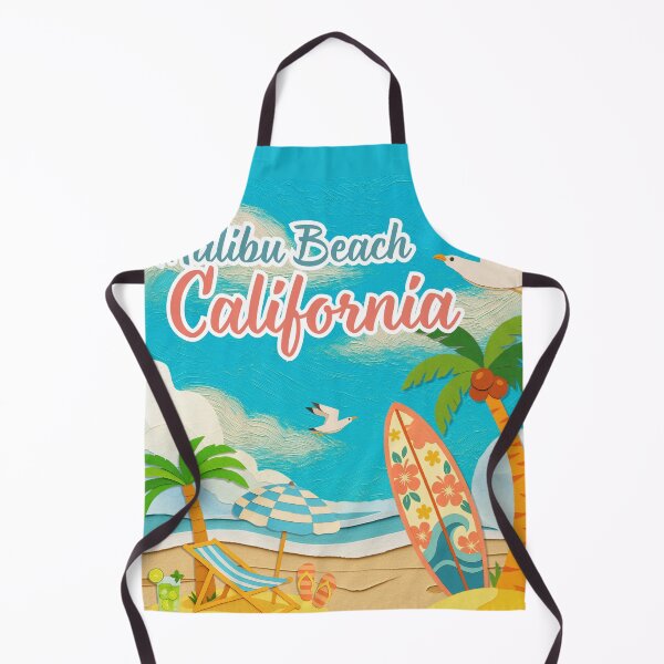 Item preview, Malibu Beach California Retro Papercraft Beach Art | Vacation Souvenir designed and sold by DonnaRaine.