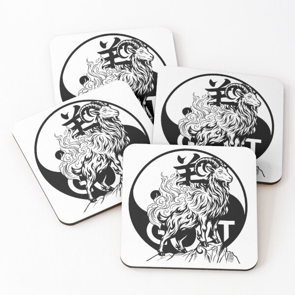 Item preview, Yin Yang Fire Goat Majestic Celestial Ram Chinese Zodiac Art designed and sold by taogiauco.