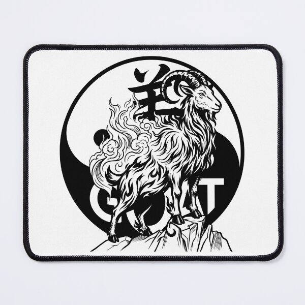 Item preview, Yin Yang Fire Goat Majestic Celestial Ram Chinese Zodiac Art designed and sold by taogiauco.