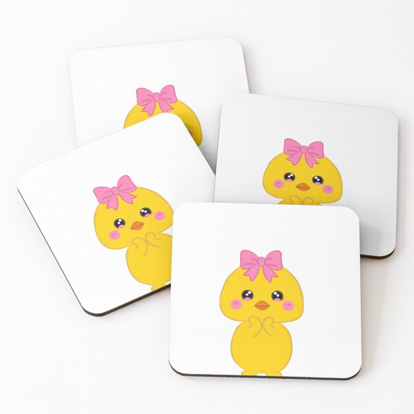 Item preview, Shy Kawaii Chick with Pink Bow – Cute Baby Chick Illustration designed and sold by Kanikawaii.