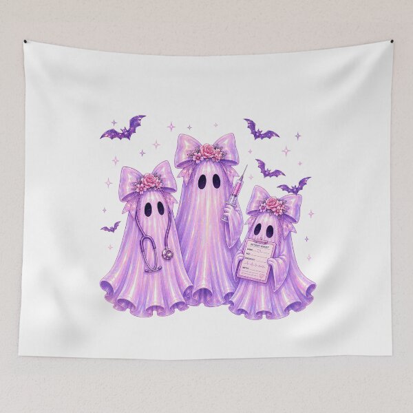 Item preview, Pink Holographic Ghost Nurses - Cute Spooky Nurse Squad Halloween Y2K Halloween Ghosts designed and sold by Neurospicy Trolls.
