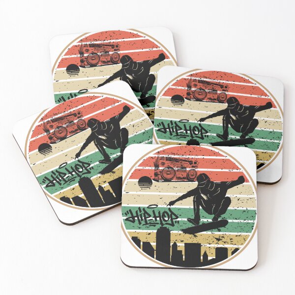 Item preview, Retro 80s Skateboarder Silhouette with Boombox and Urban City Sunset designed and sold by V8Green.