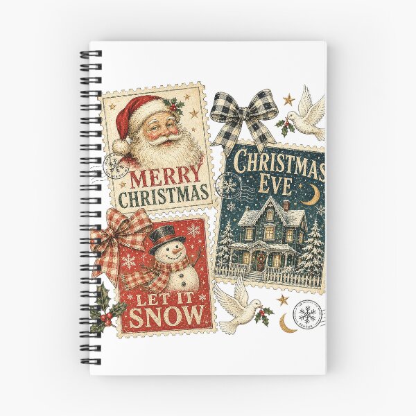 Item preview, Vintage Christmas Postage Stamps – Nostalgic Holiday Collage designed and sold by BackTWO.