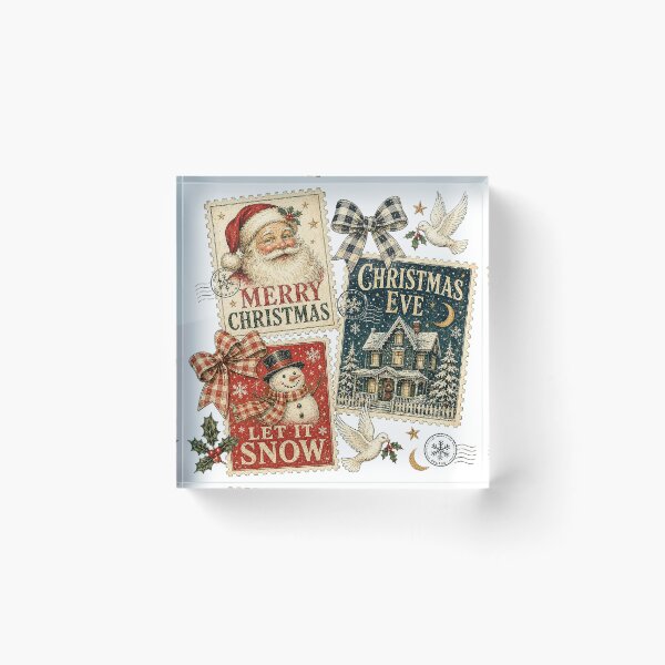 Artikelvorschau, Vintage Christmas Postage Stamps – Nostalgic Holiday Collage entworfen und verkauft von BackTWO.