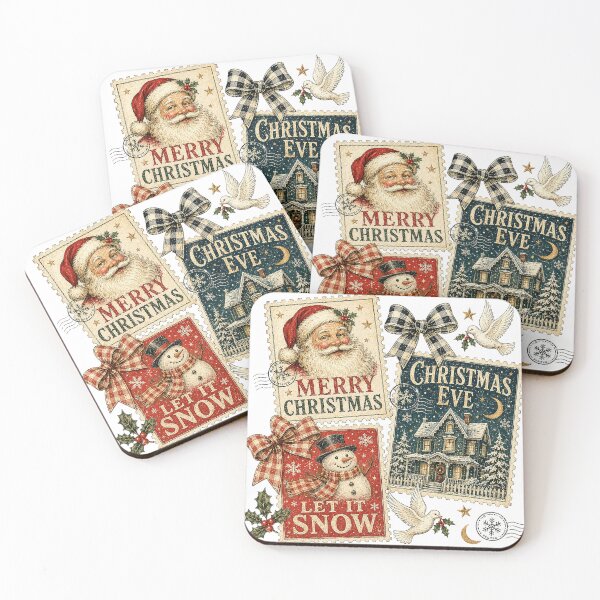 Item preview, Vintage Christmas Postage Stamps – Nostalgic Holiday Collage designed and sold by BackTWO.