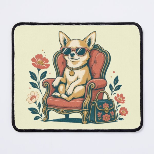 Item preview, Stylish Chihuahua on Red Chair – Whimsical Dog Illustration designed and sold by Dogandesighn.